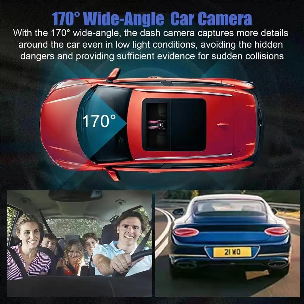 Dash Camera for Car Security Camera Dash Cam Mini Car Recorder 2 Inch Screen Front and inside Dual Car Cameras 1080P with WDR, Night Vision, G-Sensor Auto Lock, Loop Recording