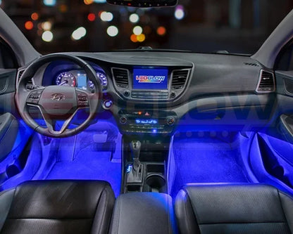 4Pc Blue LED Interior Underdash Lighting Kit