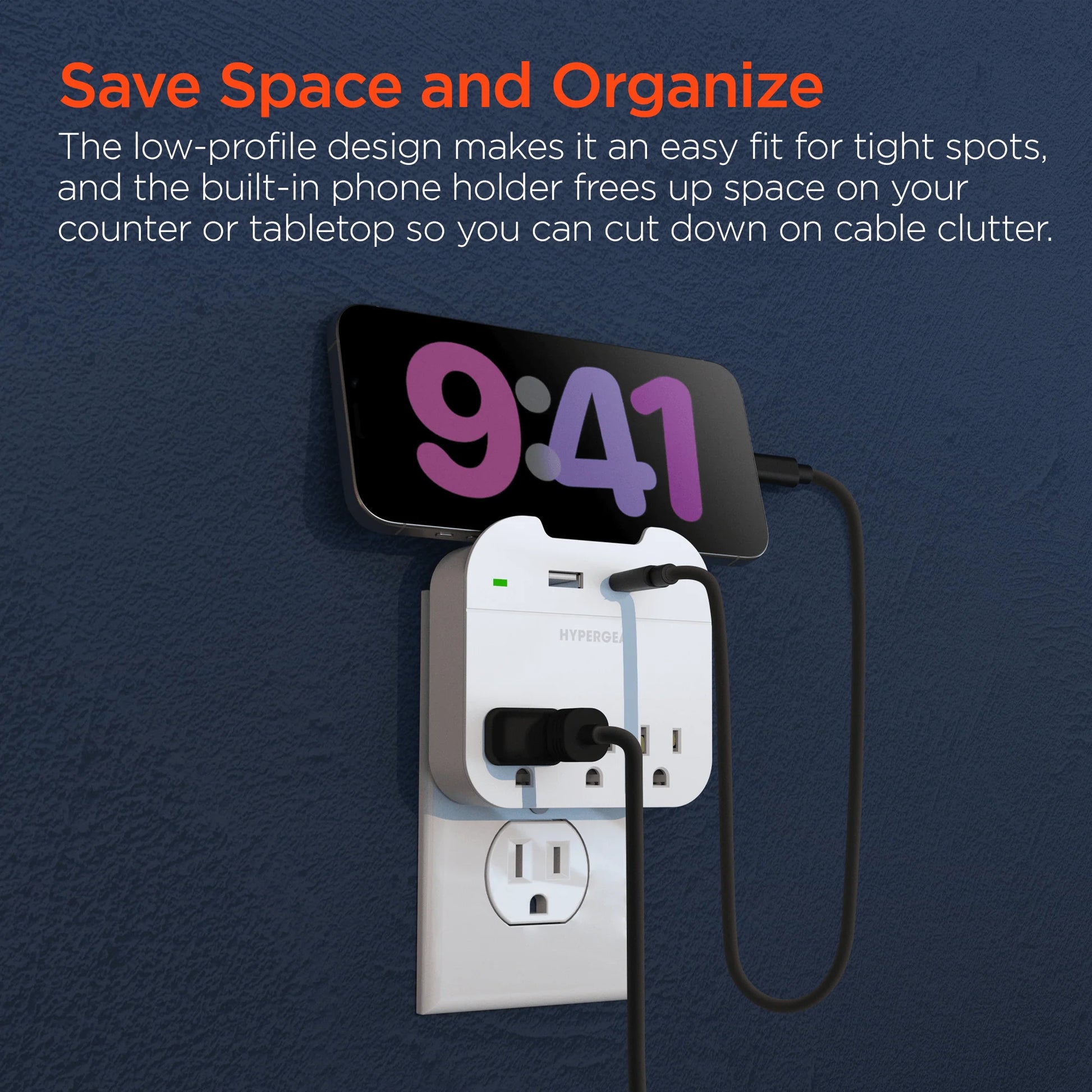 Hypergear Wall Adapter Power Strip 3 Outlets