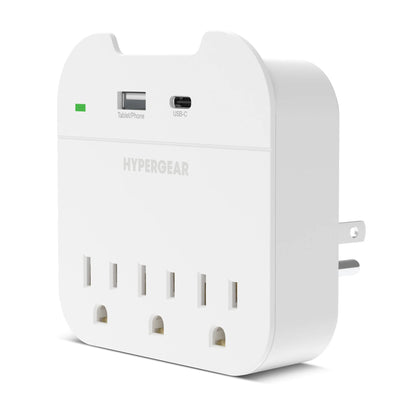 Hypergear Wall Adapter Power Strip 3 Outlets