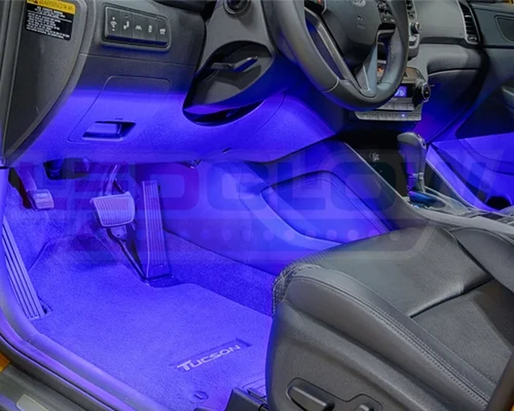 4Pc Blue LED Interior Underdash Lighting Kit