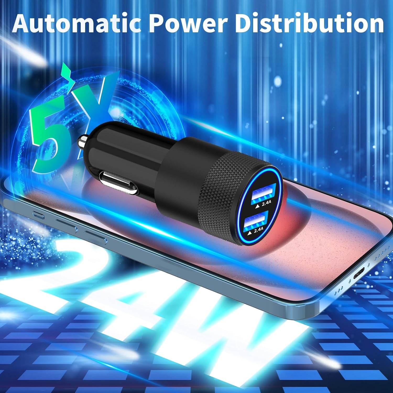 [Apple Mfi Certified] Iphone Fast Car Charger,  2Pack 4.8A Dual USB Car Power Cigarette Lighter USB Car Carplay Charger with Lightning Braided Cable for Iphone 14 13 12 11 Pro XS XR X 8 Ipad