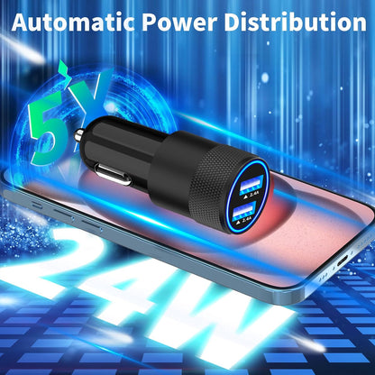 [Apple Mfi Certified] Iphone Fast Car Charger,  2Pack 4.8A Dual USB Car Power Cigarette Lighter USB Car Carplay Charger with Lightning Braided Cable for Iphone 14 13 12 11 Pro XS XR X 8 Ipad