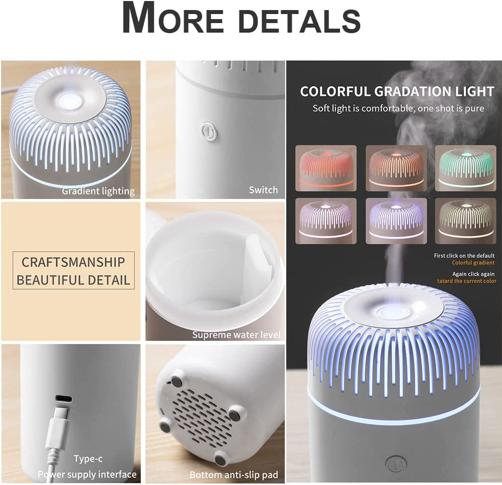 Car Diffuser Humidifier USB Aromatherapy Essential Oil Air Freshener USB Cool Mist Mini Portable Diffuser for Car Home Office Bedroom (Black)