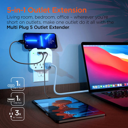 Hypergear Wall Adapter Power Strip 3 Outlets